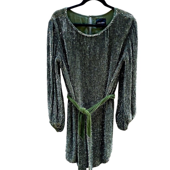 Retrofete Grace Green Sequin Dress Size XS - Picture 9 of 13